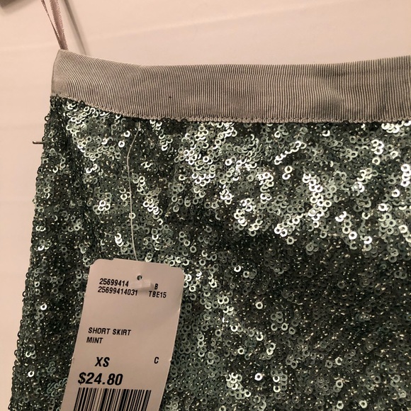 Blue green sequin mini skirt - Picture 3 of 5